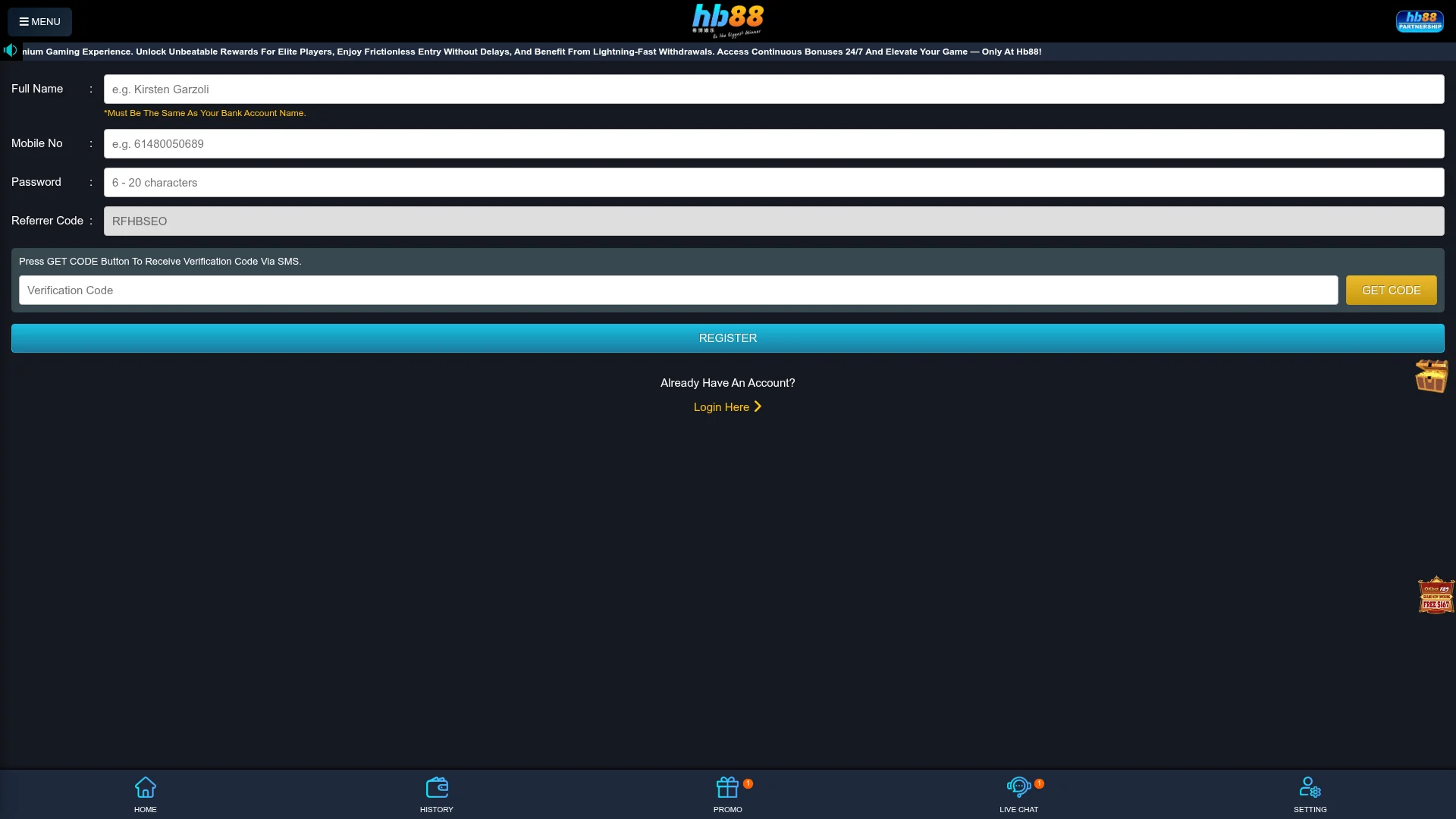 Hb88au desktop casino platform view